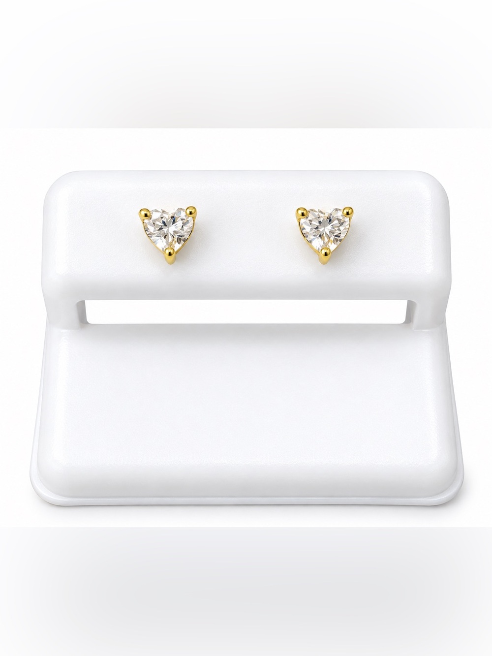 Gold Heart Moissanite Diamond screwback Stud‎ Earrings